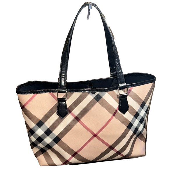 Burberry Pink and Black Checkered Tote - Picture 2 of 9